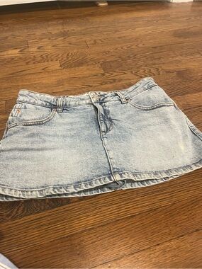 Garage Washed Light Blue Denim Mini Skirt